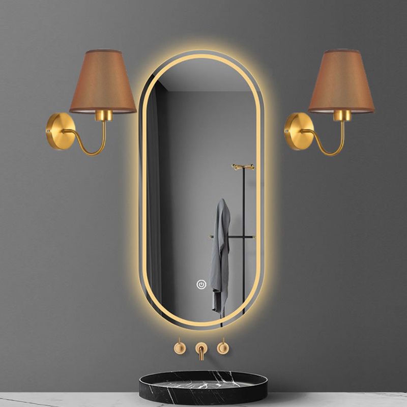Tiffany Nordic Fabric Metal Vanity Wall Lamp, Black/White/Coffee/Flaxen - Neutralighting