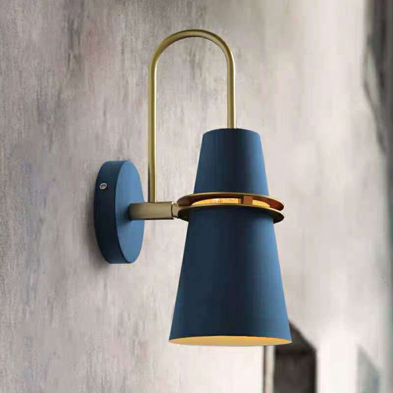 Valentina Modern Cone Metal Wall Lamp, Black/White/Blue - Neutralighting