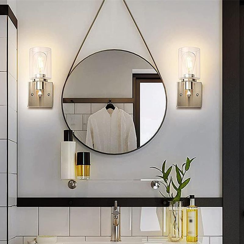 Silva Modern Mirror Front Black Vanity Wall Lamp, Metal/Glass - Neutralighting