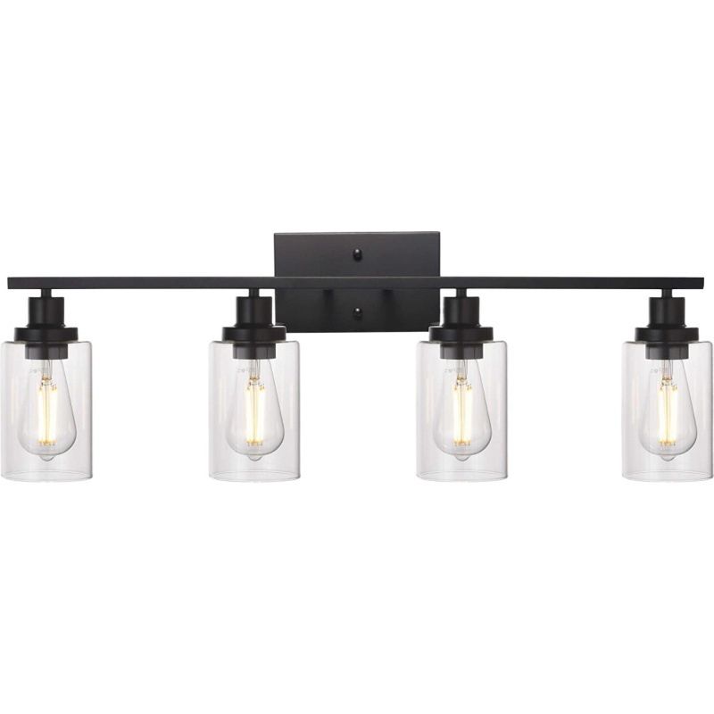 Silva Modern Mirror Front Black Vanity Wall Lamp, Metal/Glass - Neutralighting
