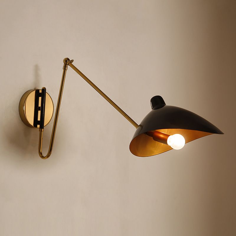 Epoch Industrial Swing Arm Vanity Wall Lamp, Black/Gold - Neutralighting