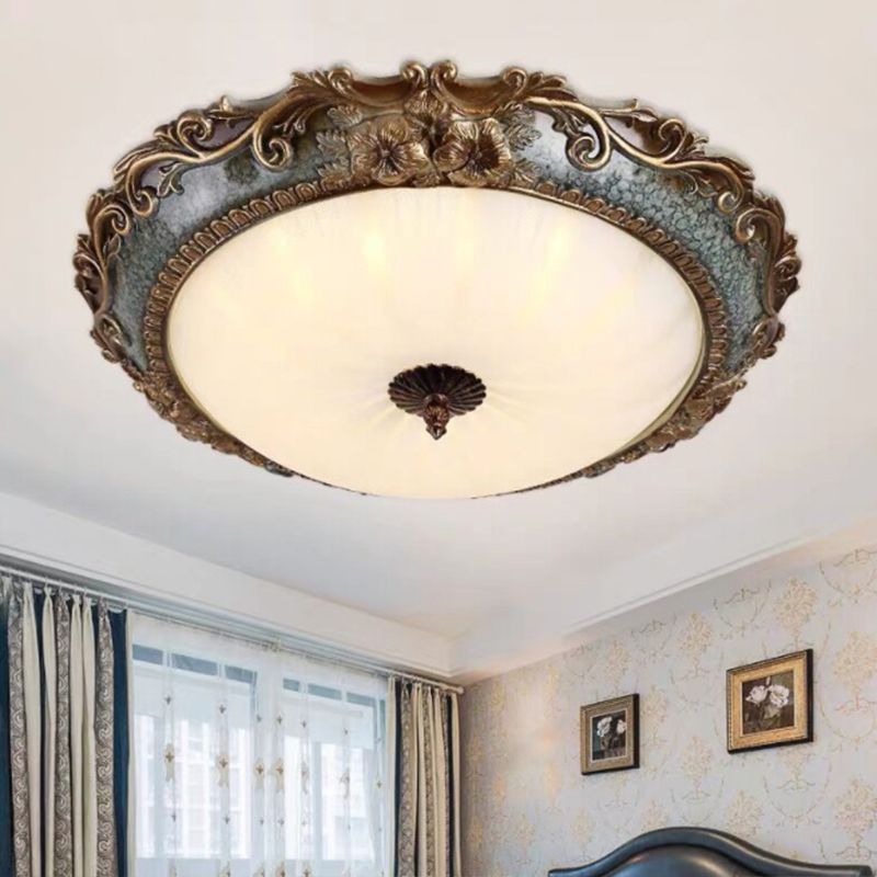Tiffany Flush Mount Ceiling Light, Brass/Resin - Neutralighting