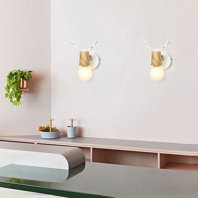 Muto Modern Antler Wood/Glass Wall Lamp, Bedroom/Bathroom - Neutralighting