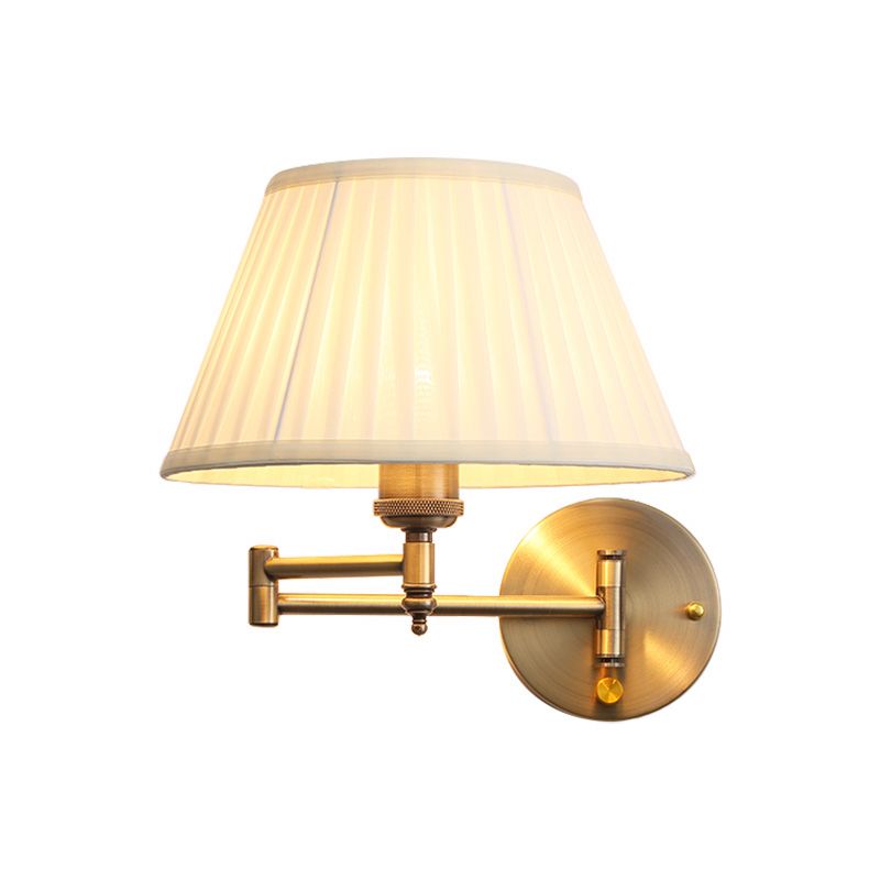 Arisha Wall Lamp Vintage, Pleated Fabric Adjustable, White/Beige, Bedroom - Neutralighting