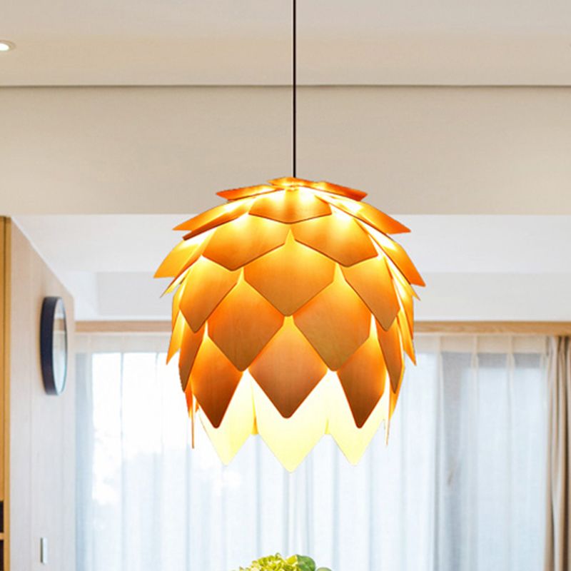 Muto Designer Pinecone Shape Wood Pendant Light - Neutralighting