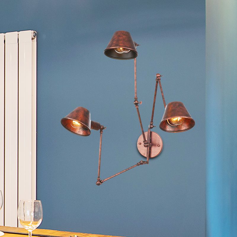 Epoch Vintage Adjustable Metal Wall Lamp, Black/Rust, Bedroom - Neutralighting