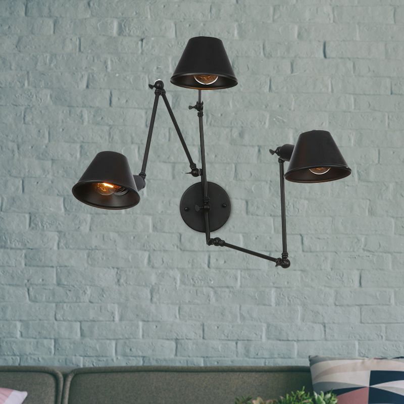 Epoch Vintage Adjustable Metal Wall Lamp, Black/Rust, Bedroom - Neutralighting