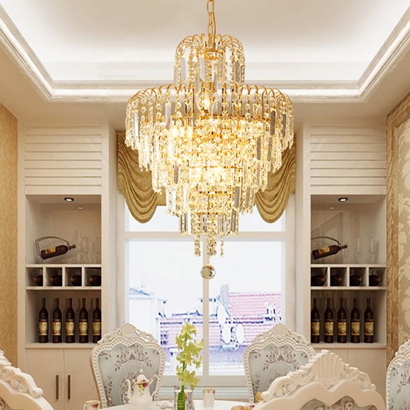 Kristy Luxury 5 Layers Tassel Crystal Gold Chandelier - Neutralighting