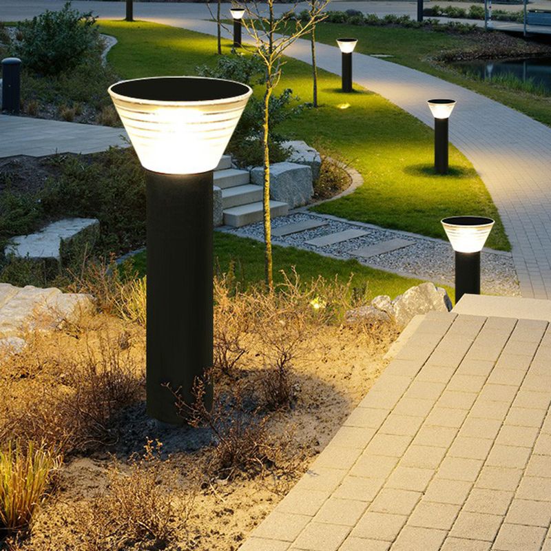 Ray Modern Conical Solar Outdoor Bollard Light, Black - Neutralighting