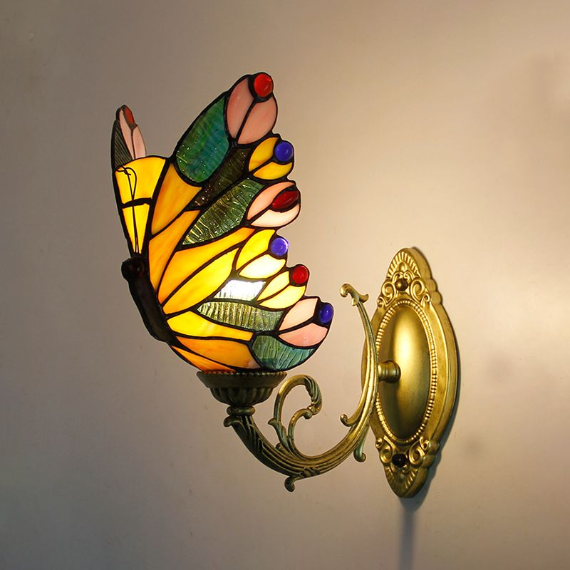 Arisha Artistic Butterfly Metal/Glass Lamps Wall, Red/Blue/Multi-Color/Light Blue - Neutralighting