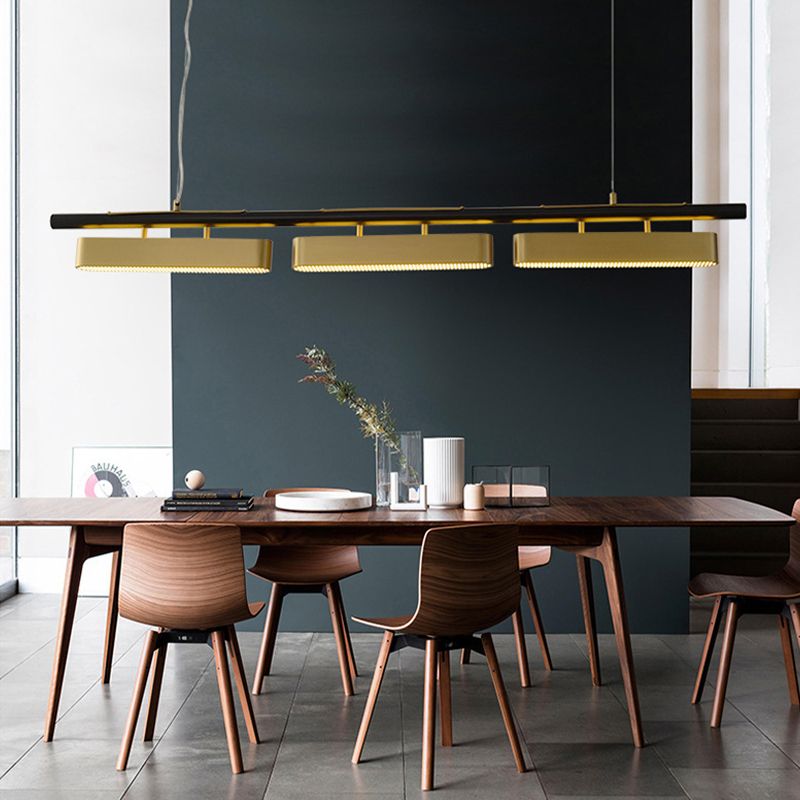 Arisha Pendant Light Rectangular Modern, Metal, Black/Brass, Office - Neutralighting