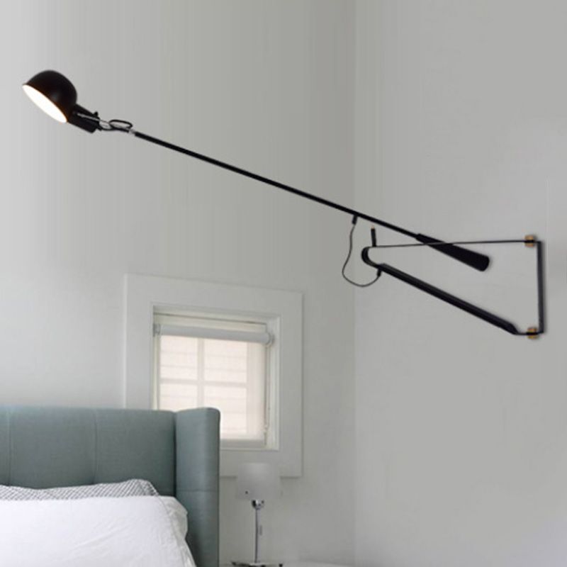 Epoch Long Swing Adjustable Arm Wall Lamp, Metal, Black/White, Bedroom - Neutralighting