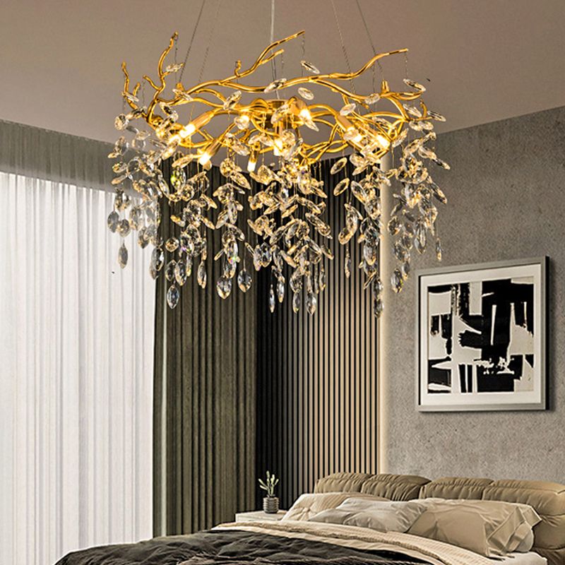 Kristy Contemporary Gold Glass Crystal Chandelier - Neutralighting
