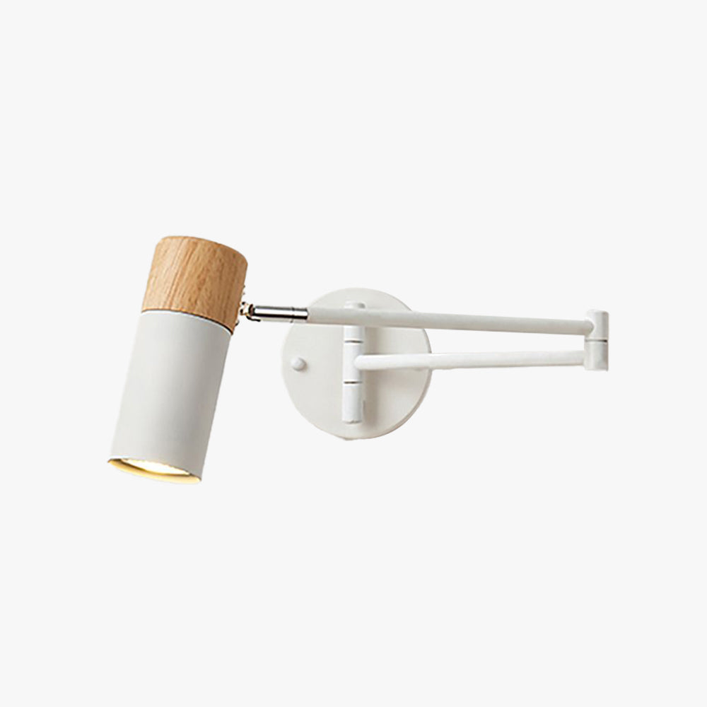 Muto Nordic Can Shaped Adjustable Wall Lamp, Metal/Wood, White - Neutralighting