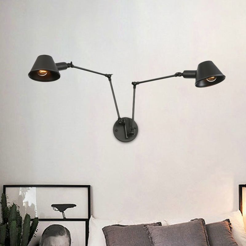 Epoch Vintage Adjustable Metal Wall Lamp, Black/Rust, Bedroom - Neutralighting