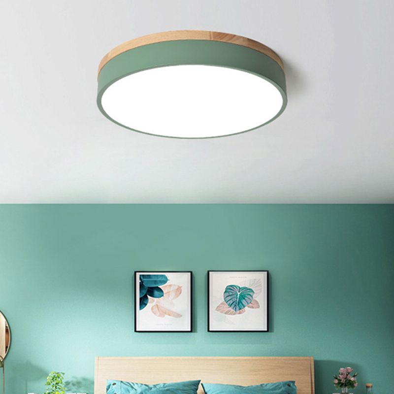 Aria Nordic LED Round Flush Mount Ceiling Light Wood Color - Neutralighting