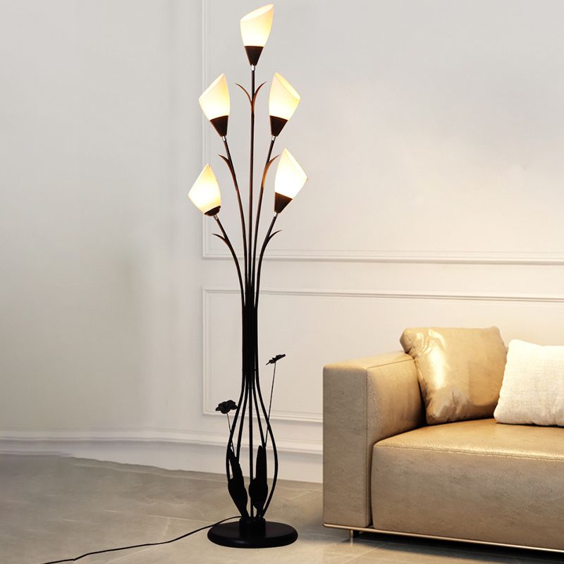 Bella Flower Branching Black Floor Lamp, Living Room - Neutralighting