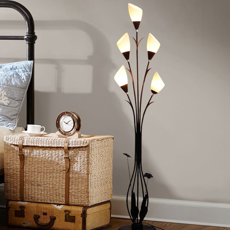 Bella Flower Branching Black Floor Lamp, Living Room - Neutralighting