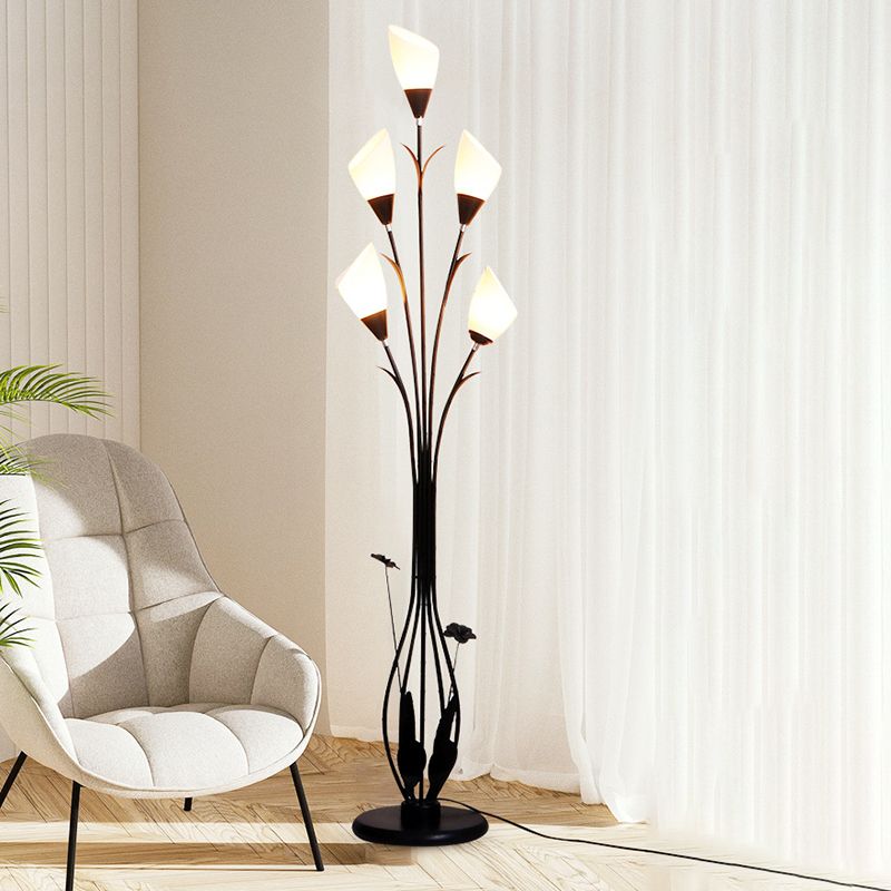Bella Flower Branching Black Floor Lamp, Living Room - Neutralighting