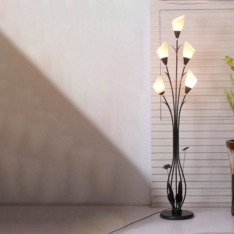 Bella Flower Branching Black Floor Lamp, Living Room - Neutralighting