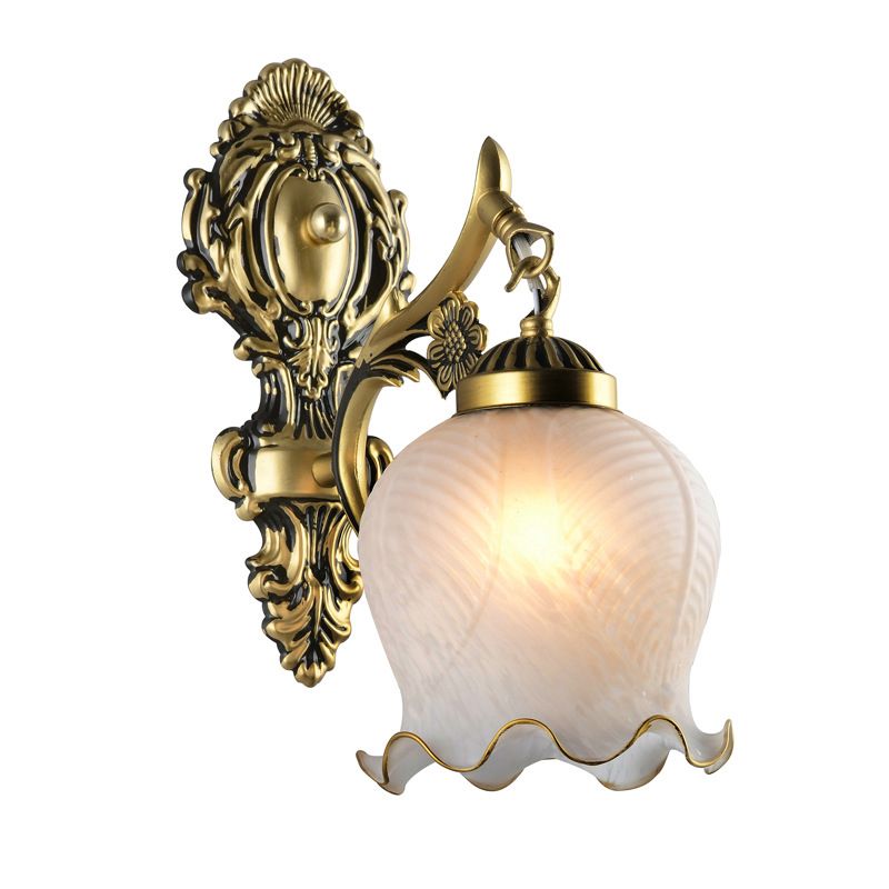 Arisha Vintage Flower shape Metal&Glass Modern Wall Lamp, White/Bronze - Neutralighting