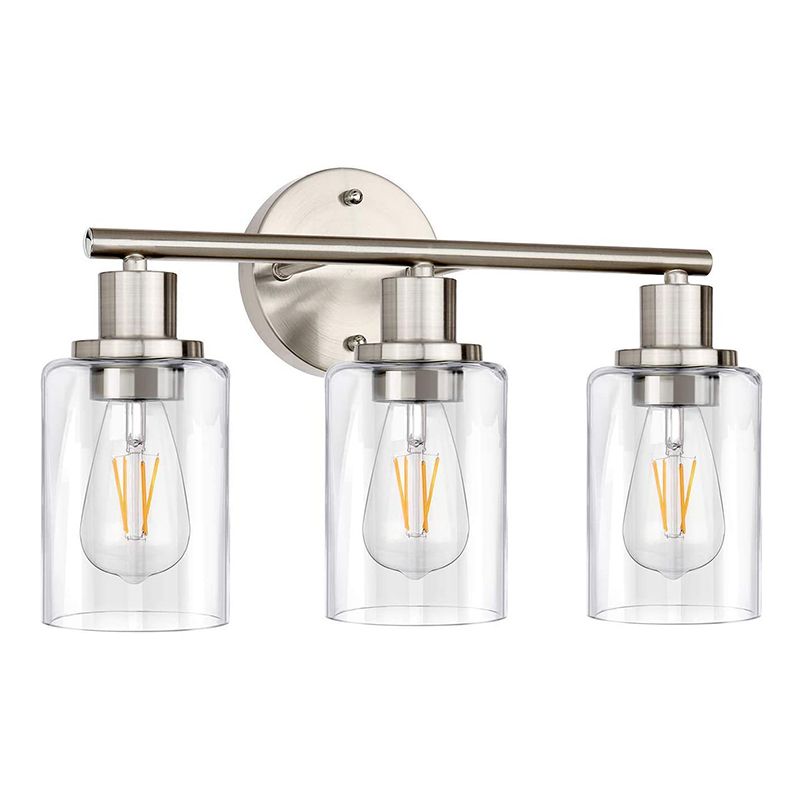 Silva Modern Cylindrical Metal&Glass Wall Lamp In Living Room, Nickel - Neutralighting
