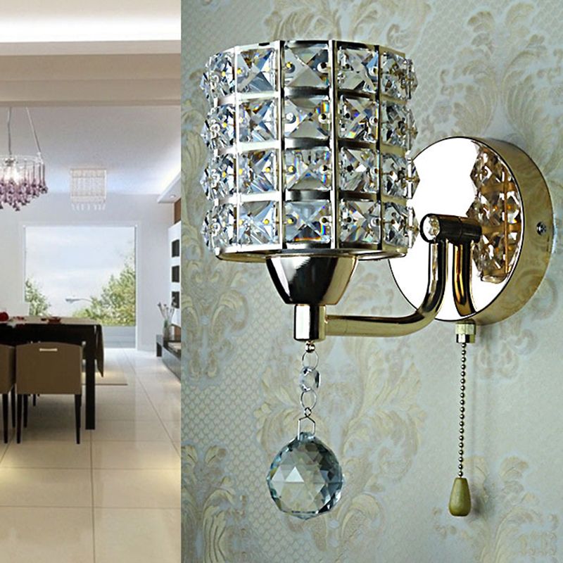 Kristy Vintage Cylinder Metal Bedside Wall Lamp, Gold/Chrome - Neutralighting