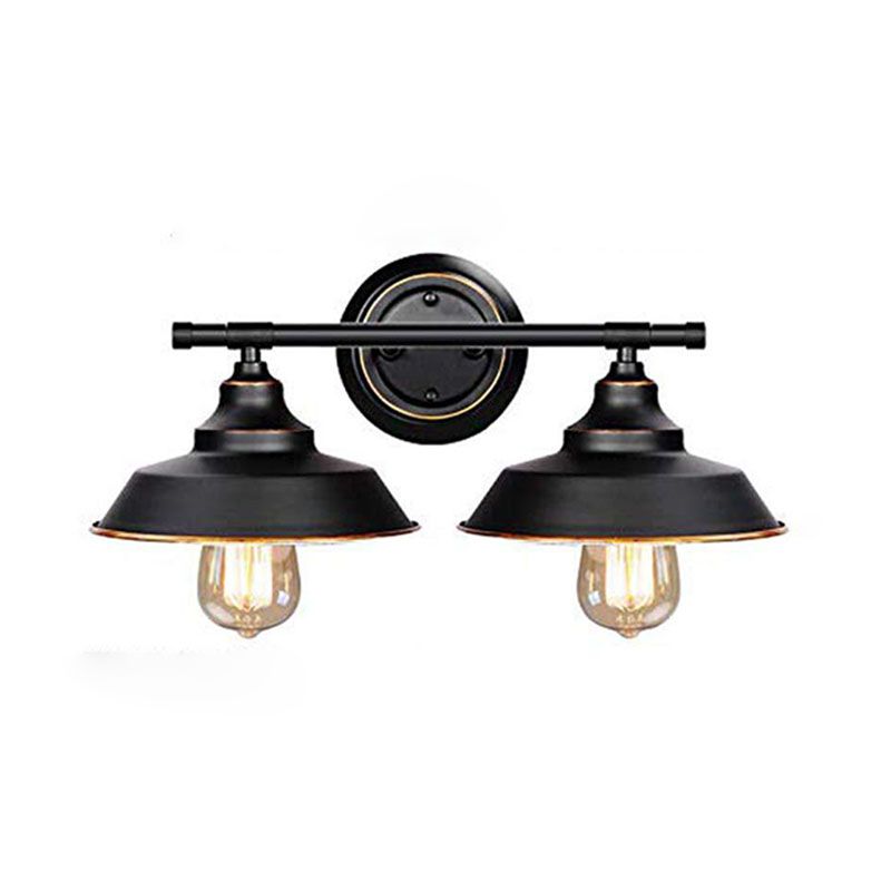 Silva Retro Bowl-shaped Cast Metal Wall Lamp, Black - Neutralighting