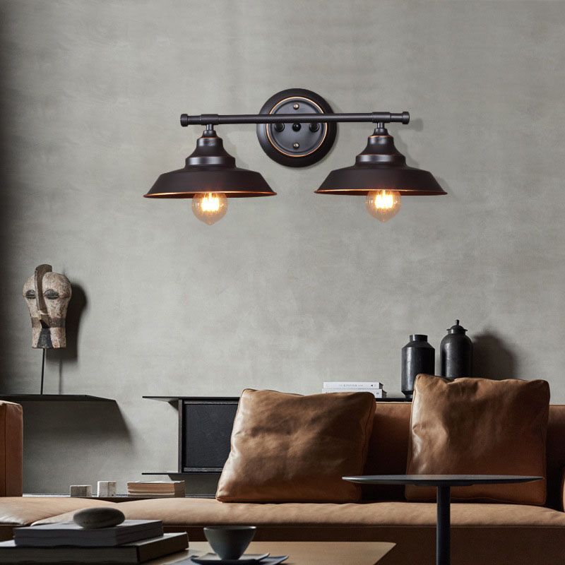Silva Retro Bowl-shaped Cast Metal Wall Lamp, Black - Neutralighting