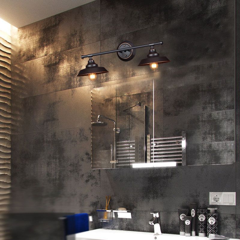 Silva Retro Bowl-shaped Cast Metal Wall Lamp, Black - Neutralighting