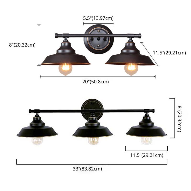 Silva Retro Bowl-shaped Cast Metal Wall Lamp, Black - Neutralighting