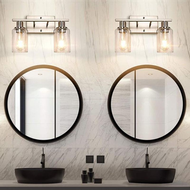Silva Modern Mirror Front Black Vanity Wall Lamp, Metal/Glass - Neutralighting