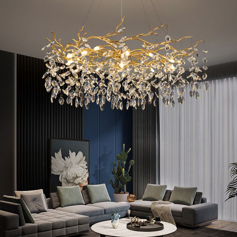 Kristy Contemporary Gold Glass Crystal Chandelier - Neutralighting