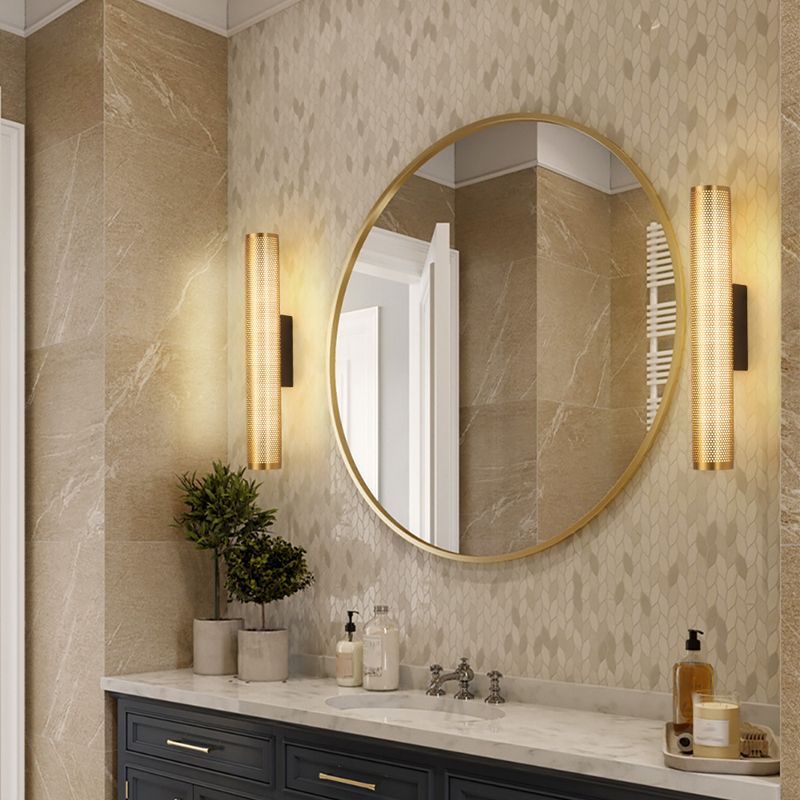 Arisha Modern Geometric Column Metal Vanity Wall Lamp, Brass - Neutralighting