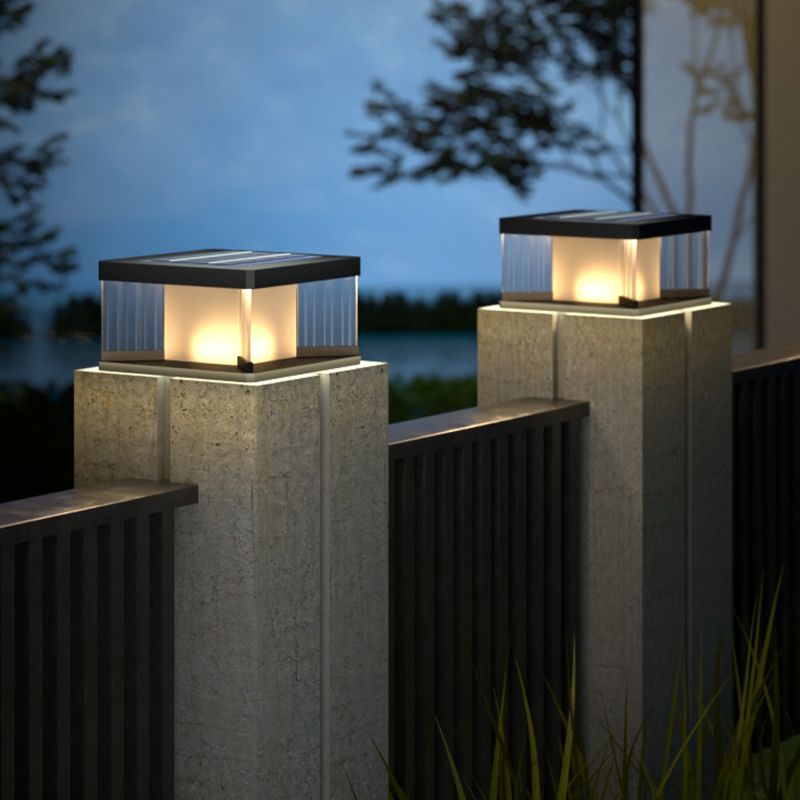Ray Contemporary LED Rectangular Metal Wall Lamp Post, Black