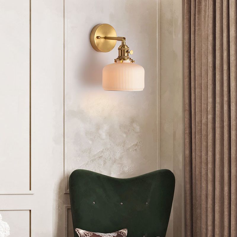 Arisha Vintage Column Ceramic Vanity Light, White, Bedroom - Neutralighting