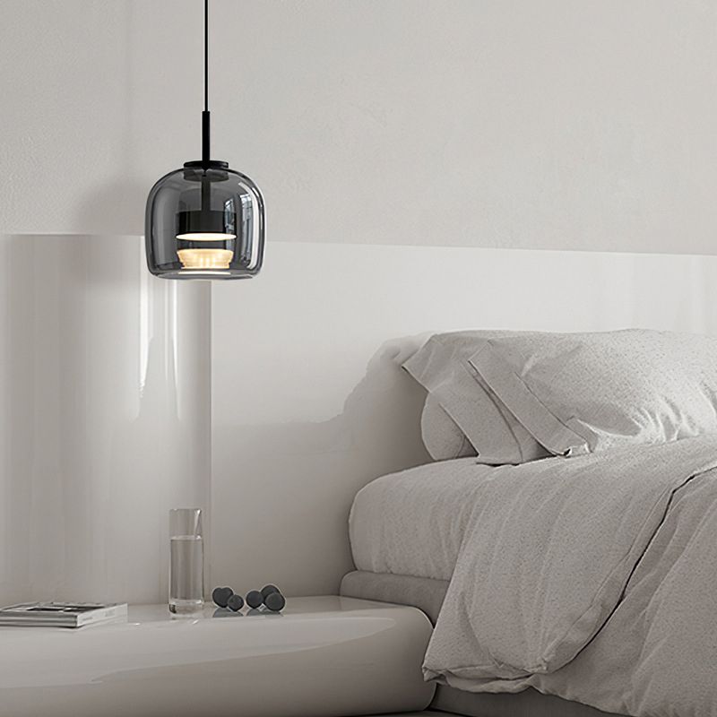 June Minimalist Pendant Light Glass Smoke Gray - Neutralighting