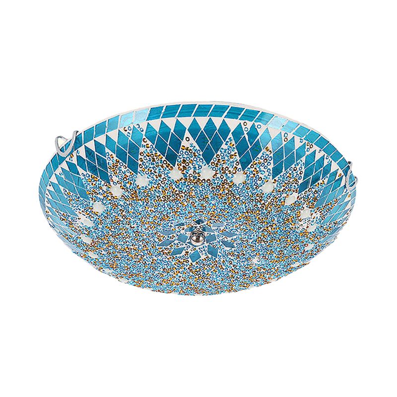 Tiffany Modern Mediterranean Glass Flush Mount Ceiling Light Blue/Yellow/White - Neutralighting