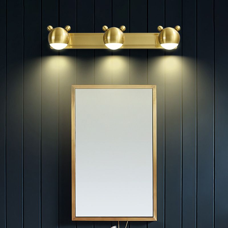 Arisha Modern Animal Globe Metal Vanity Wall Light, Gold, Bedroom - Neutralighting