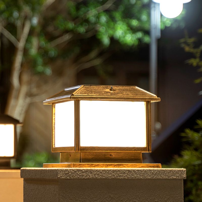 Ray Vintage Rectangle Metal Outdoor Solar Lamps, Black/Bronze - Neutralighting
