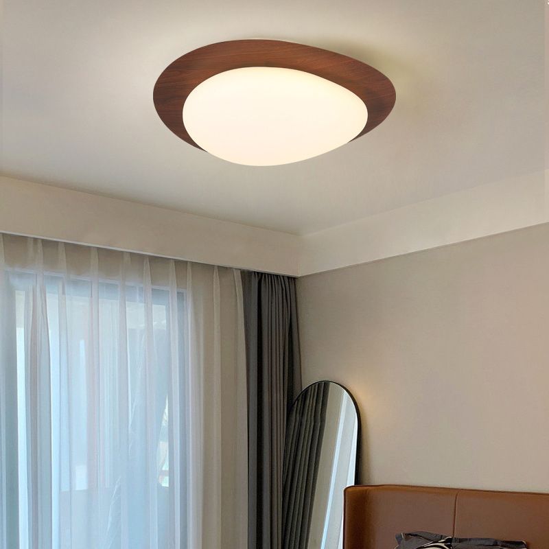 Arisha Flush Mount Ceiling Light Modern, Metal, Walnut/Natural - Neutralighting
