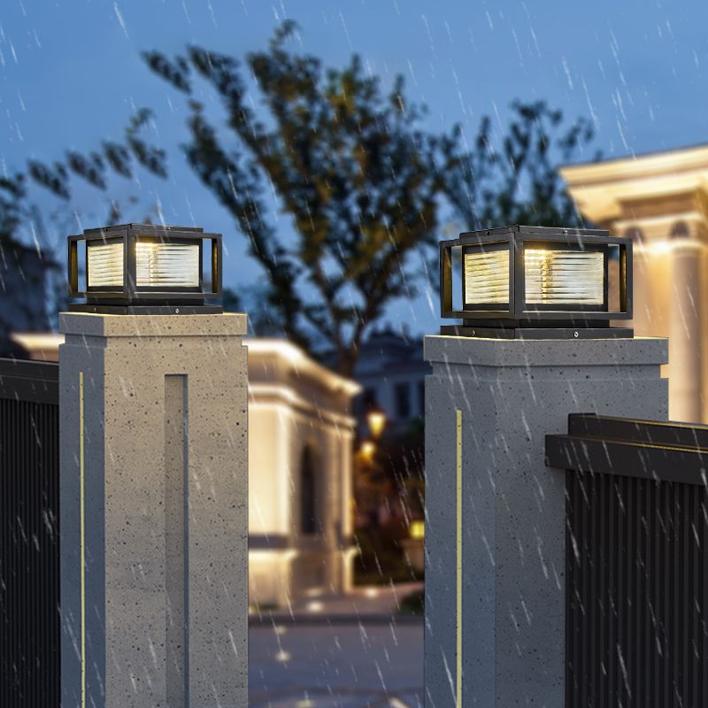 Ray Contemporary LED Rectangular Metal Outdoor Lamps, Black - Neutralighting