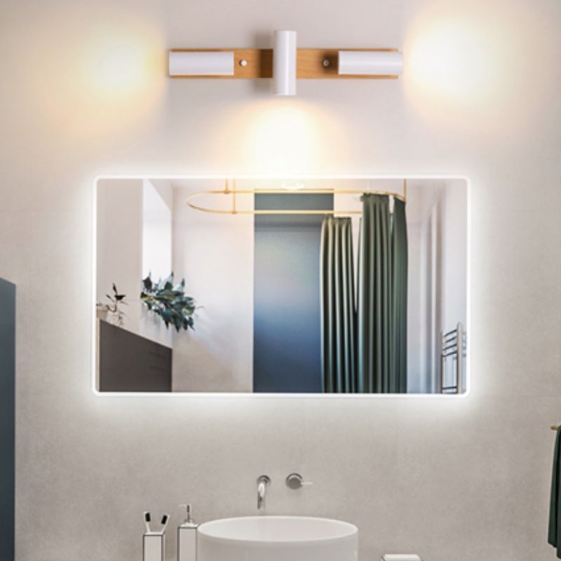 Muto Rotatable Spotlight Mirror Front Vanity Wall Lamp, Wood/Metal - Neutralighting
