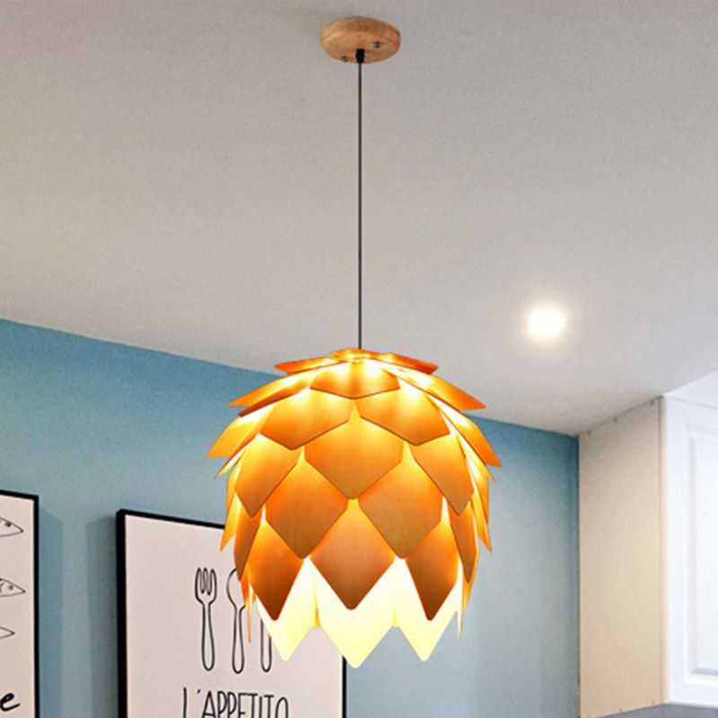 Muto Designer Pinecone Shape Wood Pendant Light - Neutralighting