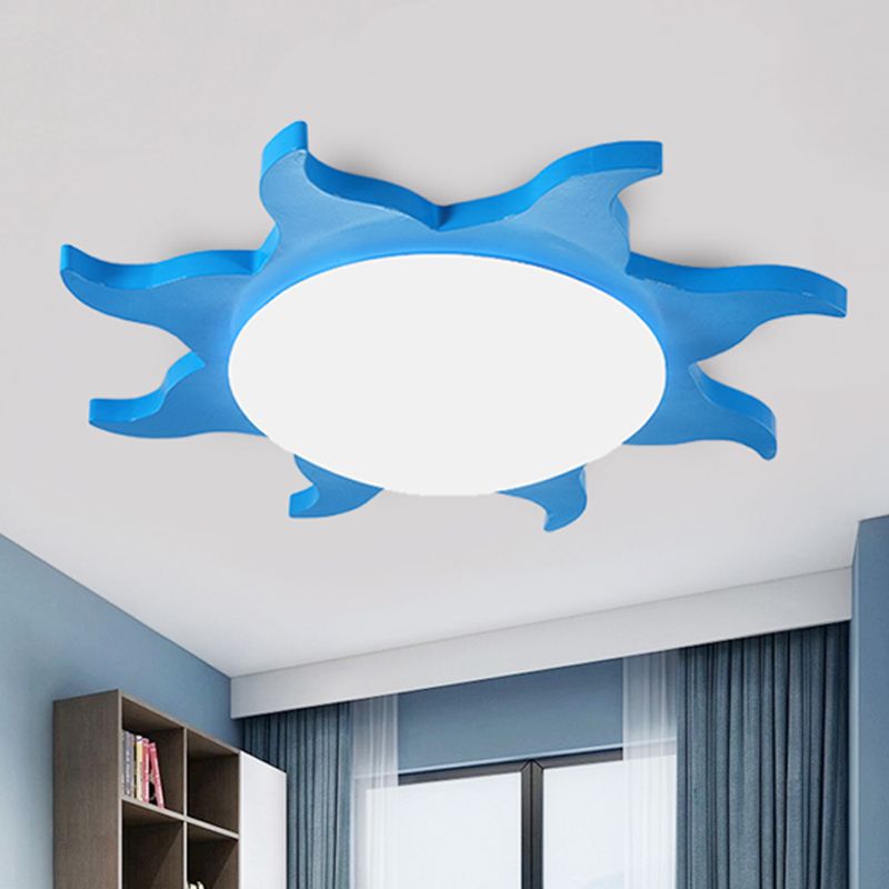 Aria Modern Sun Round Flush Mount Ceiling Light, Red/Yellow/Blue/Green, Bedroom - Neutralighting