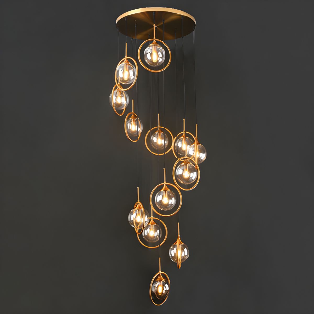 Valentina Modern Spiral Ball Glass Staircase Chandelier - Neutralighting