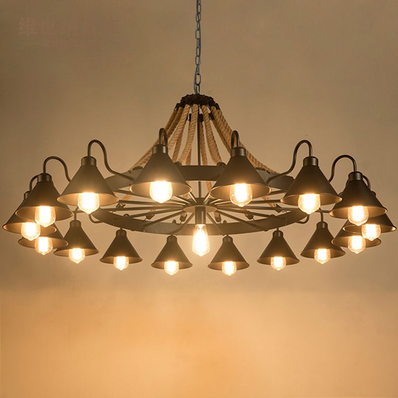 Epoch Vintage Industrial Rope Chandelier Living Room - Neutralighting