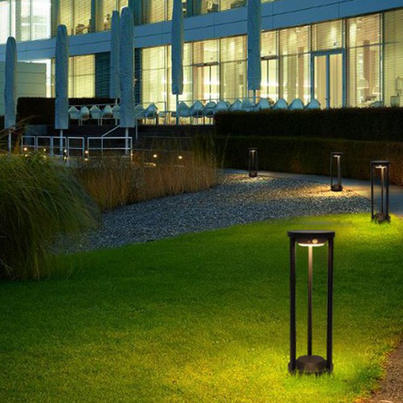 Ray Modern Metal Cylindrical Hollow Outdoor Bollard Light, Black - Neutralighting
