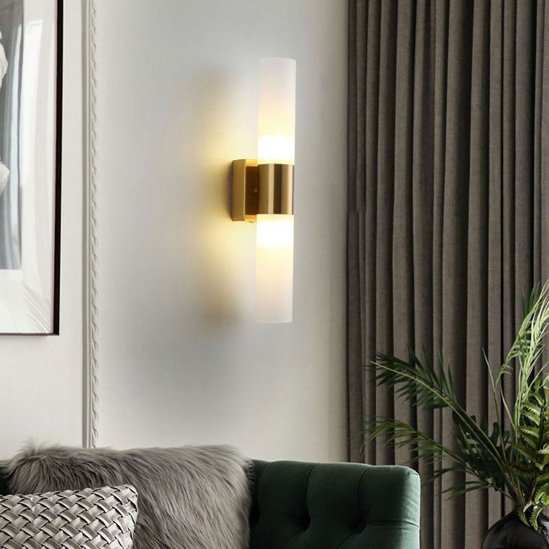 Arisha Modern Double Headed Metal Glass Vanity Wall Lamp, Black/Gold - Neutralighting