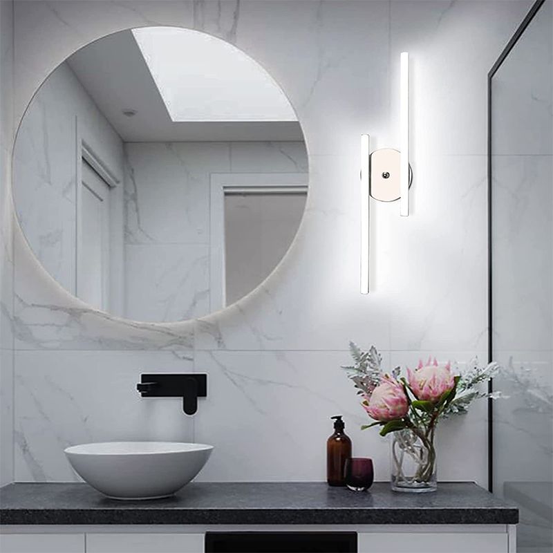 Arisha Modern Bi-Linear LED Vanity Wall Lamp, Black/Silver - Neutralighting
